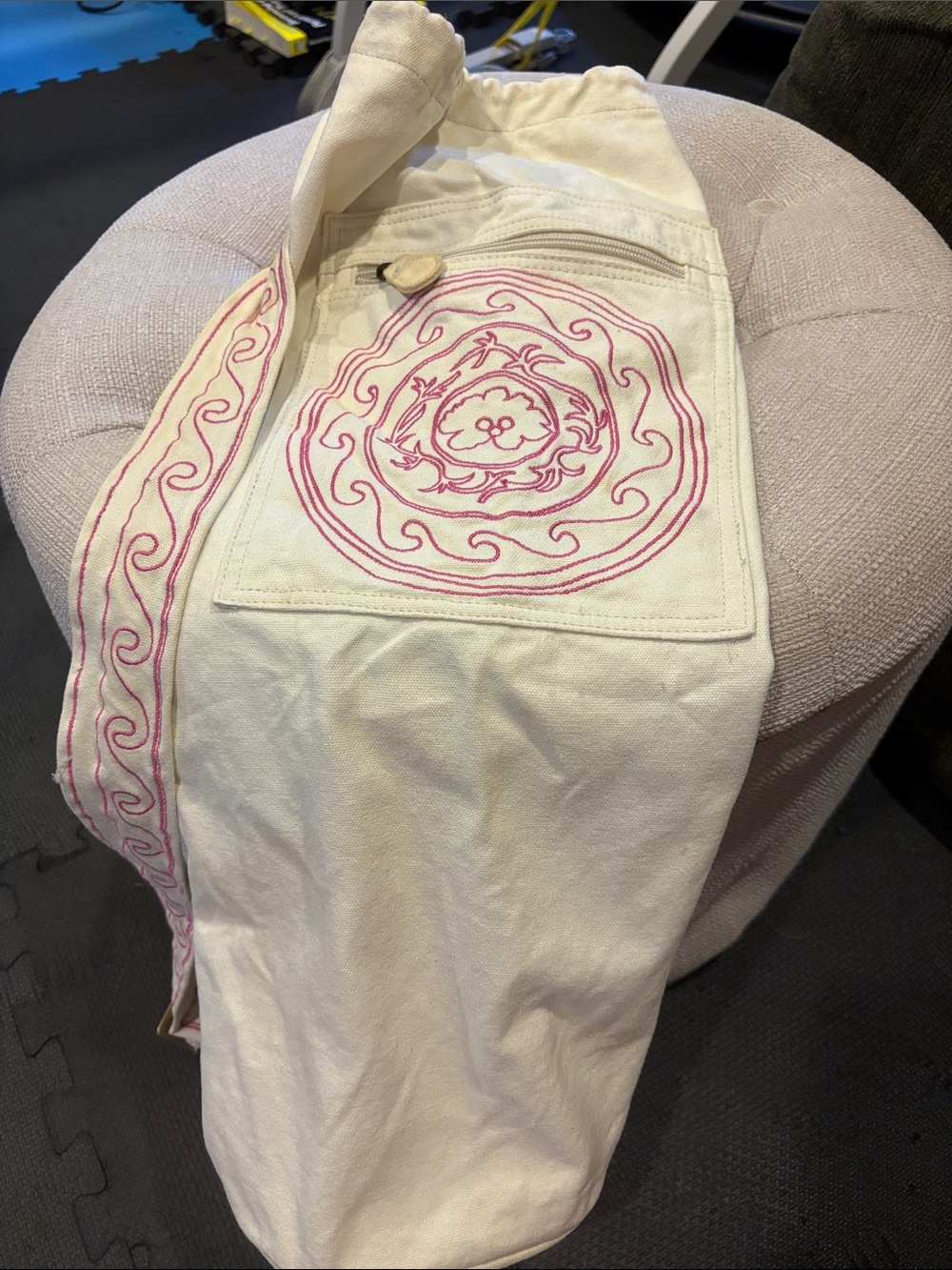 Off white yoga mat bag